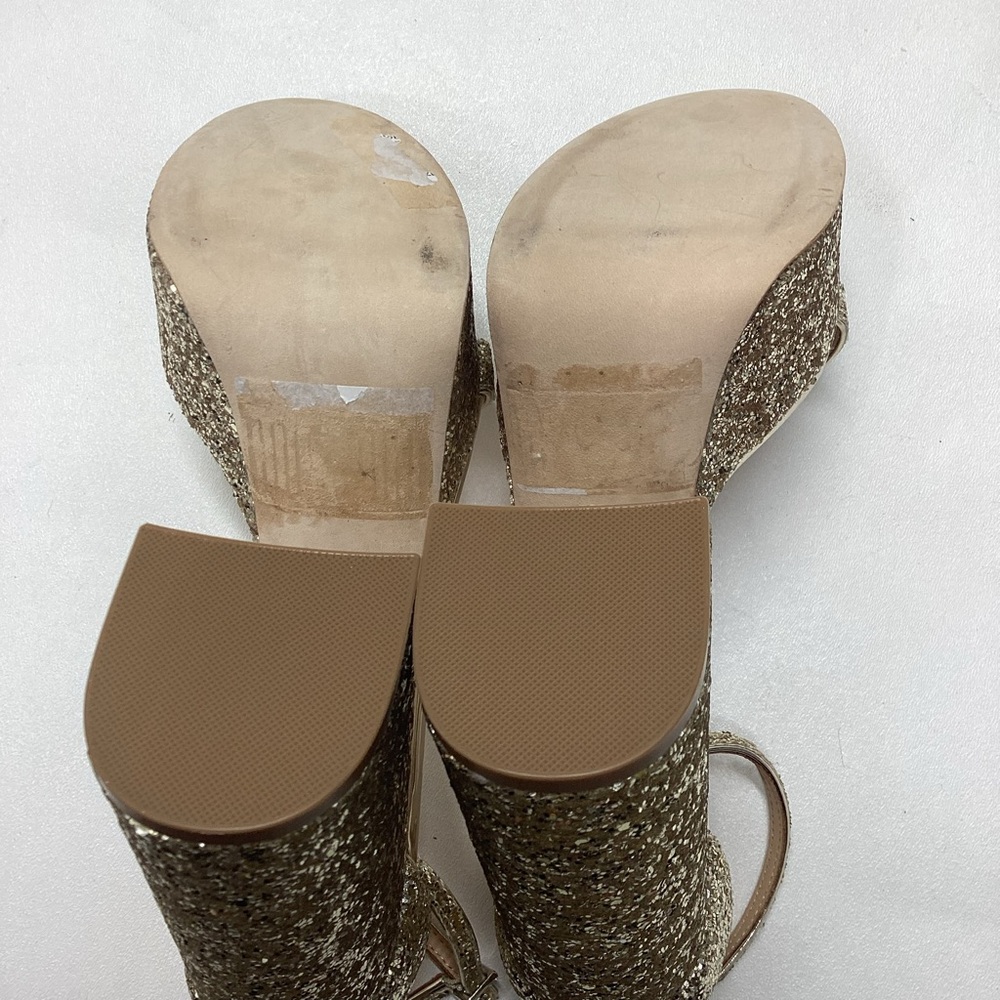 Badgley Mischka Party Platform Block Heel in‎ Gold Silver Glitter - Picture 13 of 16